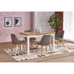 Rozkládací jídelní stůl klasický vzhled dub řemeslný / bílá obdélníkový 140-220 cm