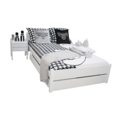 Jednolůžková dětská postel se šuplíkem 90x200 cm bílá, masiv / lamino