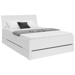 Manželská postel 140x200 se šuplíky bílá, lamino
