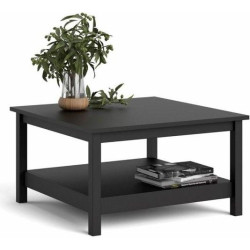 Čtvercový konferenční stolek černý s poličkou 81x81 cm