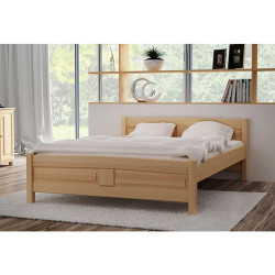 Zvýšená dřevěná postel masiv 140x200 včetně roštu a sendvičové matrace