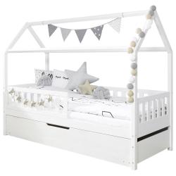 Dětská domečková postel bílá 90x200 cm