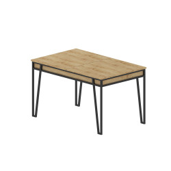 Moderní rozkládací jídelní stůl kov + dřevo dub přírodní 132-170 cm