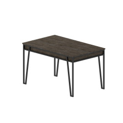 Moderní rozkládací jídelní stůl kov + dřevo tmavá káva 132-170 cm