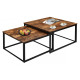 Sada 2 čtvercových odkládacích stolků tmavě hnědá / černá, industriální vzhled