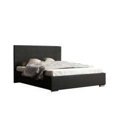 Levný čalouněný rám postele 140x200 cm černý, vysoké měkké čelo
