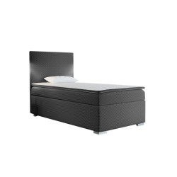 Luxusní čalouněná jednolůžková postel boxspring s matrací a topperem, šedá, 80x200 cm