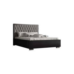 Moderní postel s vysokým měkkým čelem 180x200 čalounění ekokůže, černá / šedá