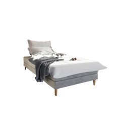 Levná hotelová postel s matrací 90x200 cm čalouněná šedá bez čela