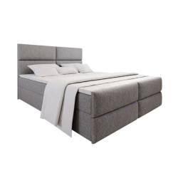 Vyvýšená manželská postel 160x200 boxspring s matrací a topprem, šedá