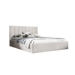 Moderní kvalitní sametová manželská postel 180x200 krémová, rám s roštem