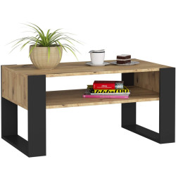 Levný konferenční stolek s poličkou dub artisan / černá 92x53x45 cm