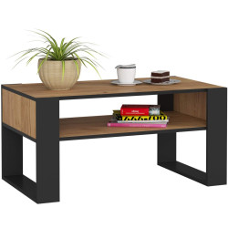 Levný konferenční stolek s poličkou dub kraft / černá 92x53x45 cm