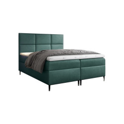 Velká vysoká manželská postel 180x200 na nožičkách vč. matrace a topperu, tmavě zelená