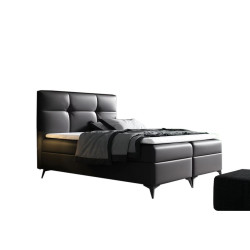 Luxusní postel boxspring černá koženka 200x200 cm komplet s matrací a topperem