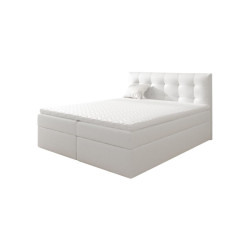 Široká jednolůžková postel 120x200 zvýšená pro seniory / studenty, s matrací, bílá ekokůže