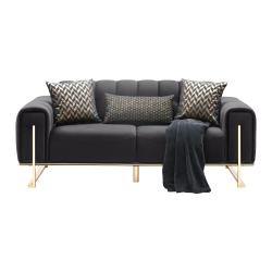 Luxusní dvoumístná designová pohovka černá / zlatá, rozkládací, 190 cm